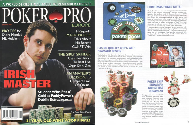 Poker Pro Magazine features Le Paulson Noirs